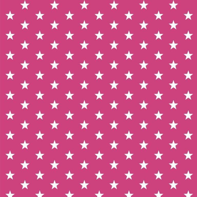 Tecido Tricoline  Estampa Mini Estrela Branca - Fundo Rosa Pink