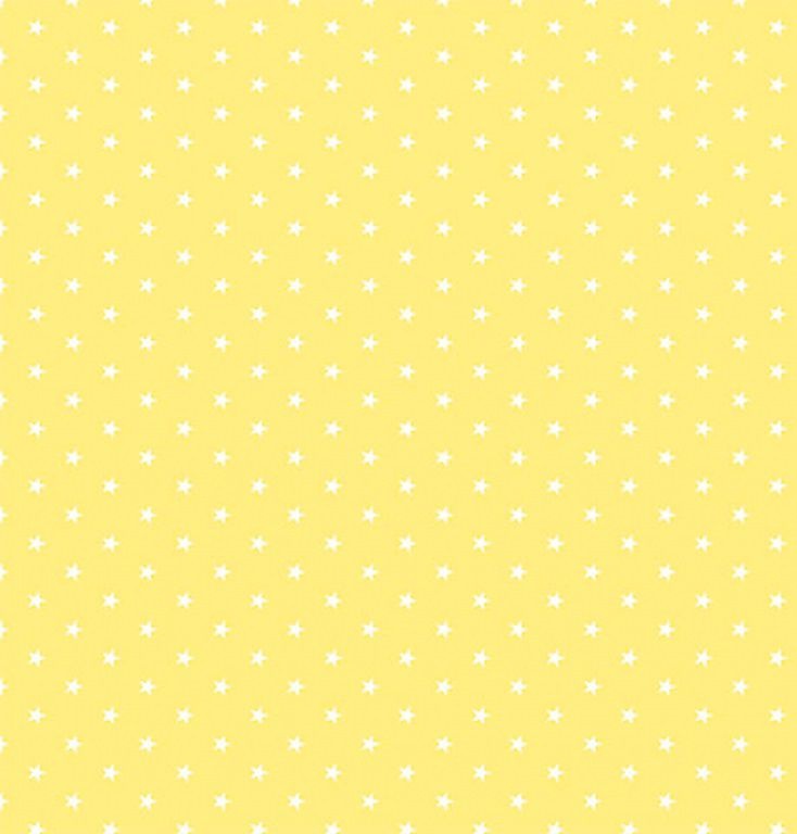 Tecido Tricoline  Estampa Mini Estrela Branca - Fundo Amarelo