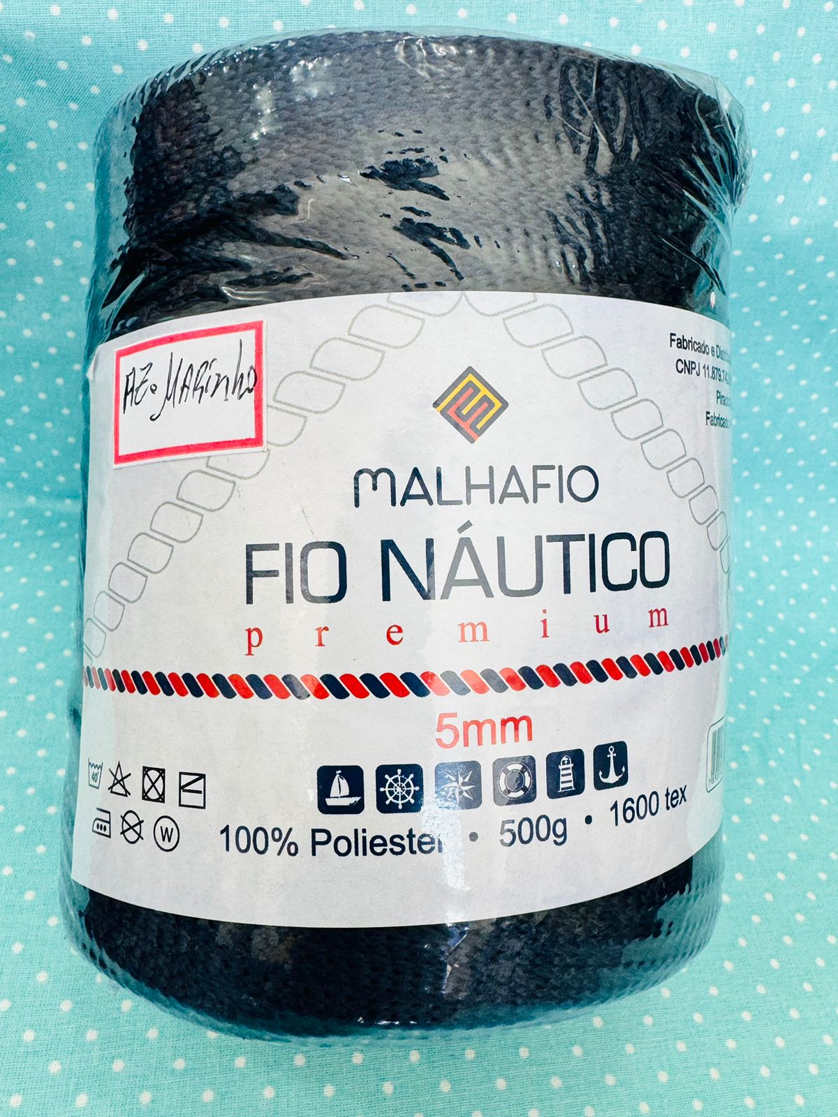 Fio náutico premium 5mm Malhafio 500g 100% poliester - AZUL MARINHO