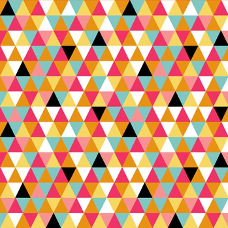 Tecido Tricoline Estampa Triângulos Coloridos - Coleção Bons Amigos