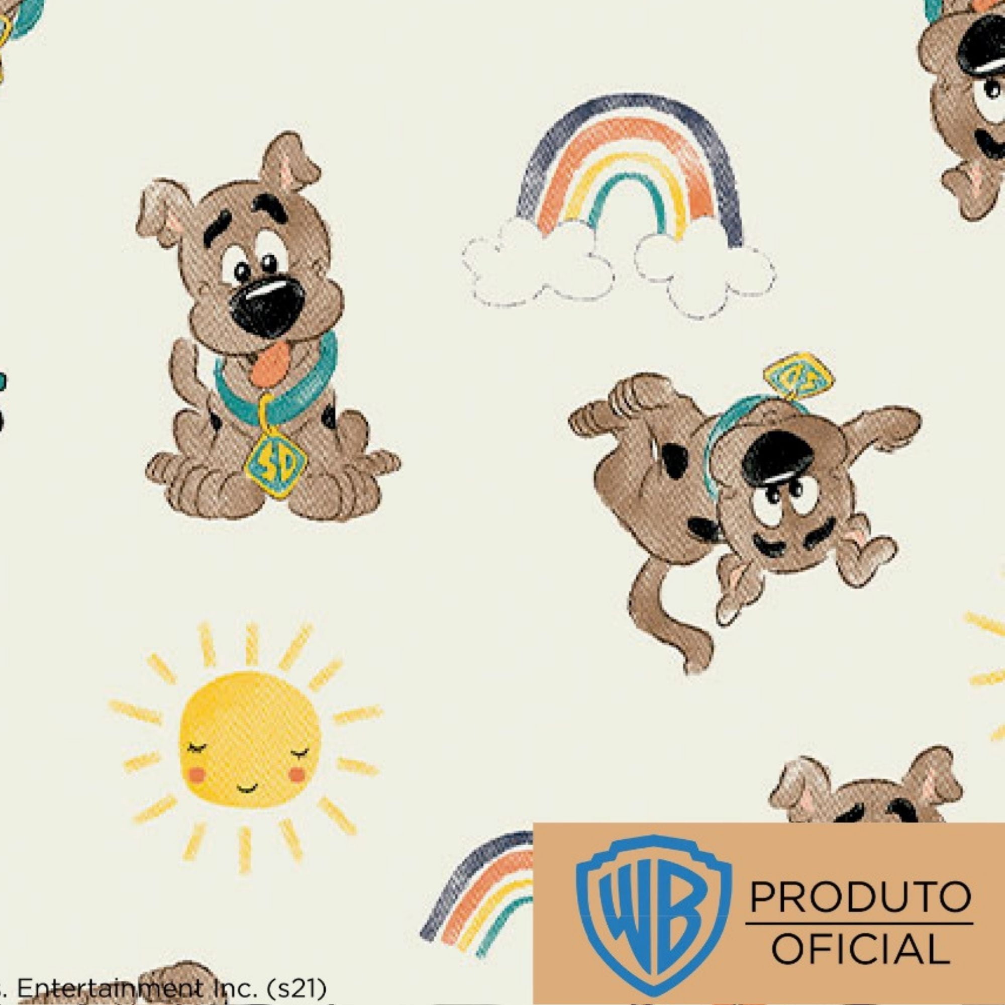 Tecido Tricoline Scooby-Doo Baby - Fundo Branco - Coleção Warner Bros