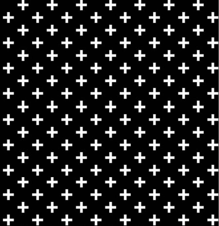 Tecido Tricoline de Cruz Branca - Fundo Preto - Coleção Monochrome 