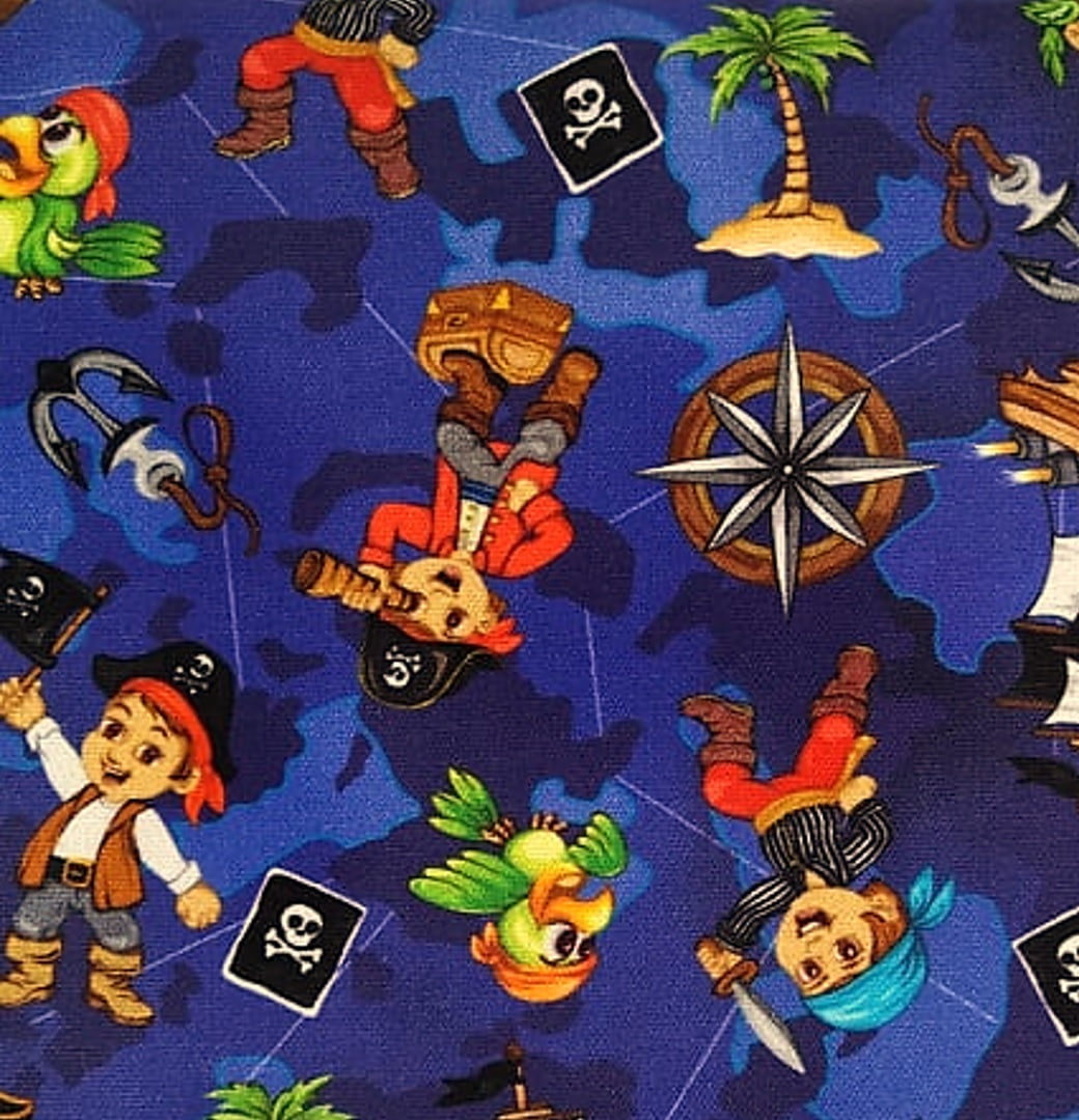 Tecido Tricoline Digital Piratas - Fundo Camuflado em Tons de Azul