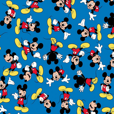 Tecido Tricoline do Mickey - Fundo Azul - Coleção Disney