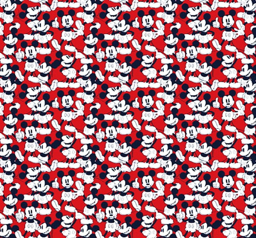 Tecido Tricoline do Mickey - Fundo Vermelho - Coleção Disney