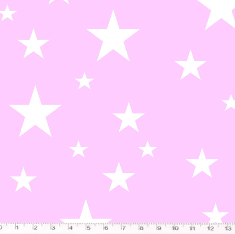 Tecido Tricoline Estrela Branca - Fundo Rosa