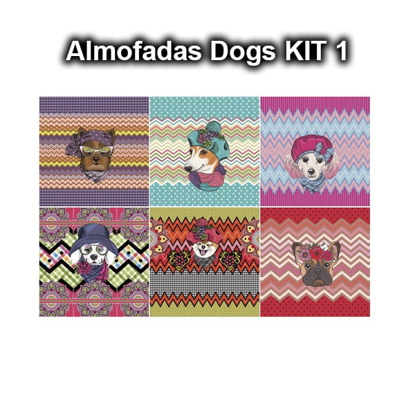 Tecido Tricoline Painel Dogs 1 - Colorido - Preço de 79 cm x 150 cm