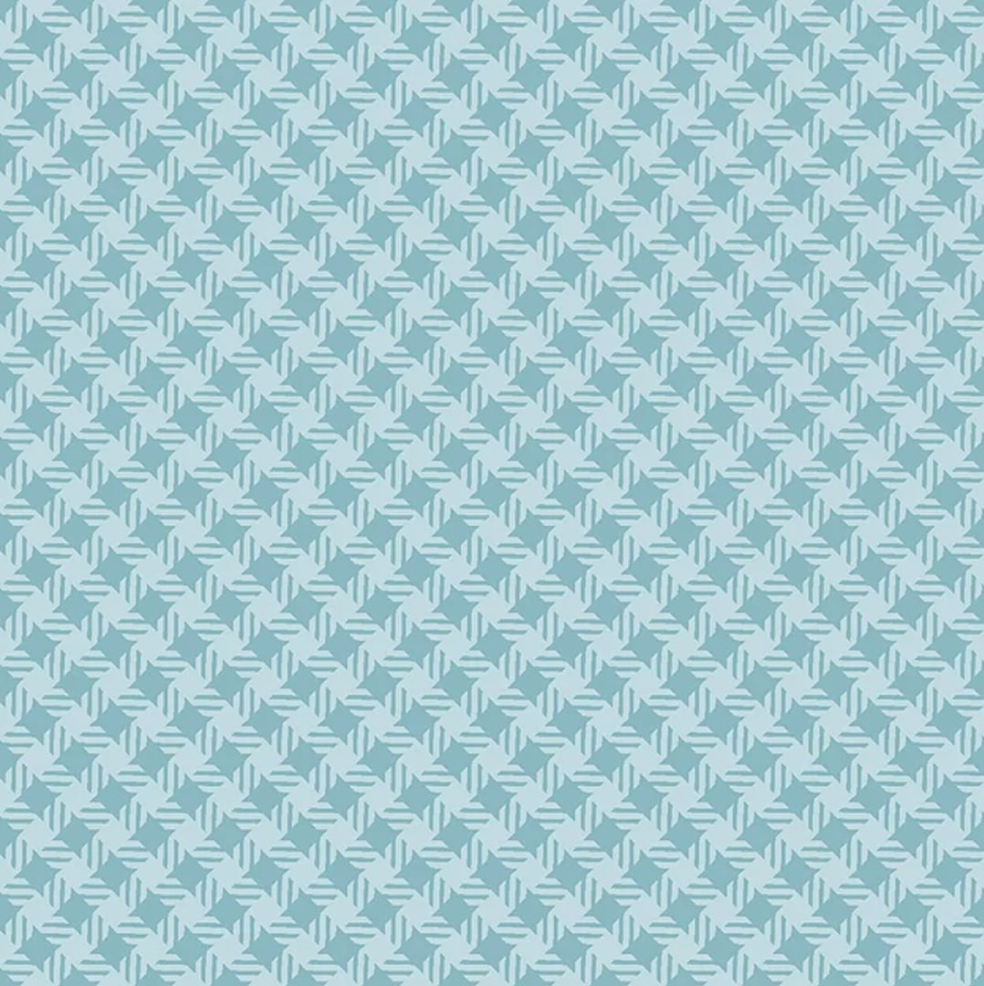 Tecido Tricoline Quadradinhos Azul Turquesa - Coleção Doçuras
