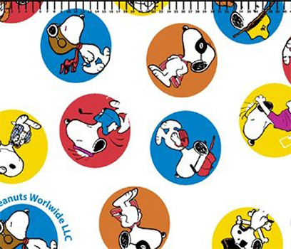 Tecido Tricoline Infantil Snoopy Bolas Coloridas - Fundo Branco