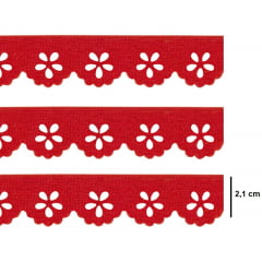 Bordado Marilda Mini Lasynha - Vermelho - Mod.01 - 2,1 cm - Pacote com 10 Metros