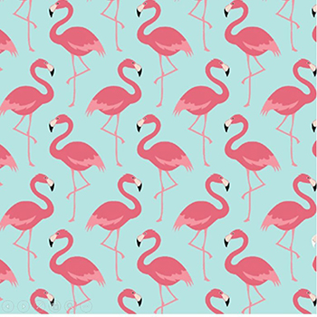Tecido Tricoline Flamingo - Fundo Azul - Coleção Flamingo