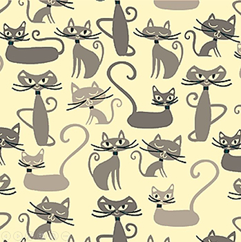 Tecido Tricoline Infantil do Gato Maroto - Fundo Creme - Coleção Gato Maroto
