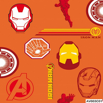 Tecido Tricoline Homem de Ferro - Fundo Laranja - Coleção Marvel
