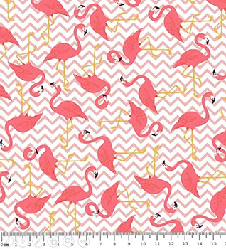 Tecido Tricoline Estampa de Flamingos - Fundo Rosa 