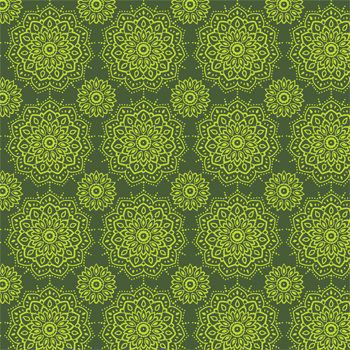 Tecido Tricoline Estampa Mandalas - Tons de Verde - Coleção Namastê 