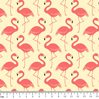 Tecido Tricoline Flamingo - Fundo Creme - Coleção Flamingo 