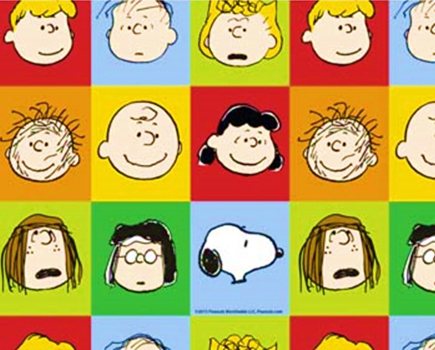 Tecido Tricoline Infantil Snoopy Faces da Turma - Preço de 48 cm x 150 cm