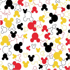 Tecido Tricoline Silhueta do Mickey Mouse - Coleção Disney - Fundo Branco 