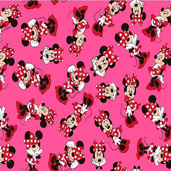 Tecido Tricoline Minnie Mouse - Coleção Disney - Fundo Rosa 