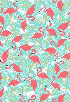 Tecido Tricoline Estampa de Flamingos - Fundo Azul 