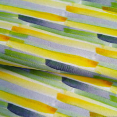 Tecido Sarja Decor - Sousplat - Listra Pincelada Cinza e Amarela - Coleção Mesa Posta