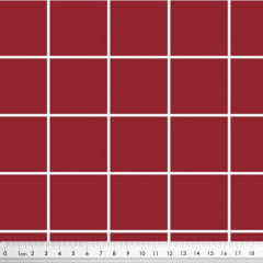 Tecido Tricoline Grid - Fundo Vermelho - Coleção Grid