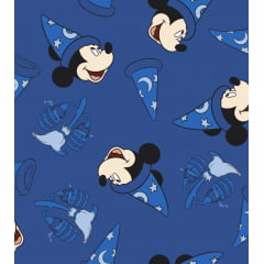 Tecido Tricoline Mickey com Chapéu - Fundo Azul Royal - Coleção Disney Fantasia