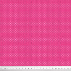 Tecido Tricoline Micro Poá Branco - Fundo Rosa Pink 
