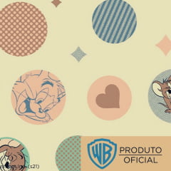 Tecido Tricoline Tom e Jerry - Fundo Bege - Coleção Warner Bros
