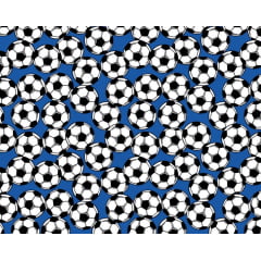 Tecido Tricoline de Boias de Futebol - Fundo Azul  