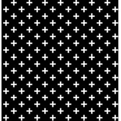 Tecido Tricoline de Cruz Branca - Fundo Preto - Coleção Monochrome 
