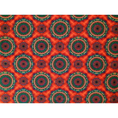 Tecido Tricoline Digital Mandala - Fundo Abóbora - Preço de 50 cm x 148 cm