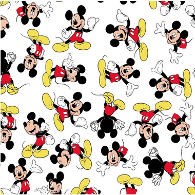 Tecido Tricoline do Mickey - Fundo Branco - Coleção Disney 