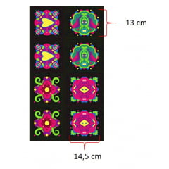 Tecido Tricoline Flores Médias - Coleção Baltmore - Fundo Preto - Preço de 60 cm X 150 cm    