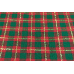 Tecido Tricoline Xadrez Quadriculado Vermelho Verde Dourado - Coleção Natal  - 1.50 X 0,50 cm - ASA TECIDOS LTDA