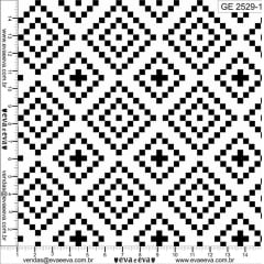 Tecido Tricoline Geométrico - Fundo Branco - Coleção Preto e Branco