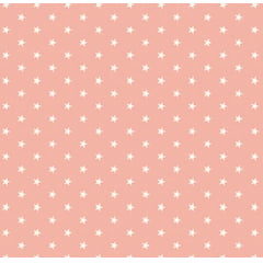 Tecido Tricoline Mini Estrela Branca - Fundo Rosê Blush