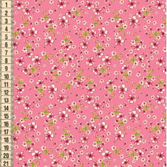 Tecido Tricoline Mini Floral Liberty - Fundo Rosa