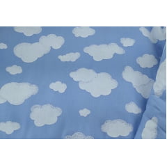 Tecido Tricoline Nuvens - Fundo Azul Claro