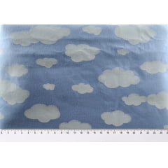 Tecido Tricoline Nuvens - Fundo Azul Claro