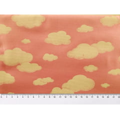 Tecido Tricoline Nuvens - Fundo Rosa Chiclete 