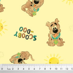 Tecido Tricoline Scooby-Doo Baby - Fundo Amarelo - Coleção Warner Bros