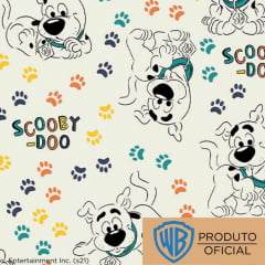 Tecido Tricoline Scooby-Doo e Patinhas - Fundo Branco -  Coleção Warner Bros 
