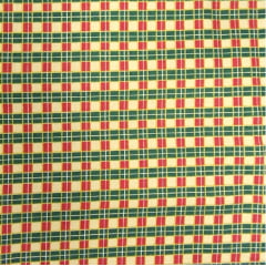 Tecido Tricoline Xadrez Bege, Verde e Vermelho - Coleção de Natal Toque Dourado