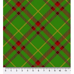 Tecido Tricoline Xadrez de Natal - Fundo Verde